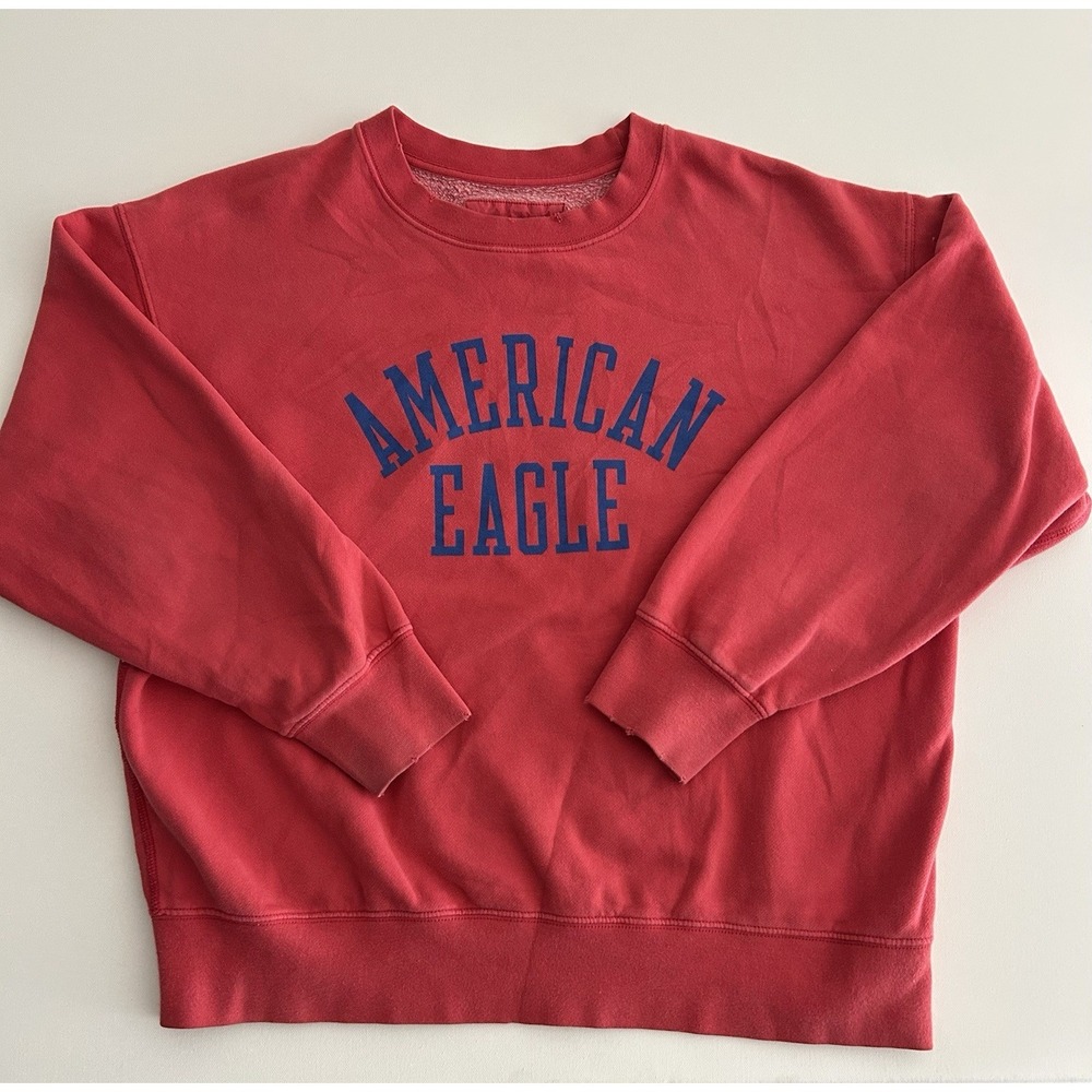 American Eagle Men's Logo Sweatshirt – Red/Blue – Size L